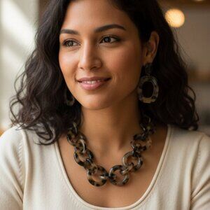 J. Crew Brown Tortoiseshell Necklace & earrings